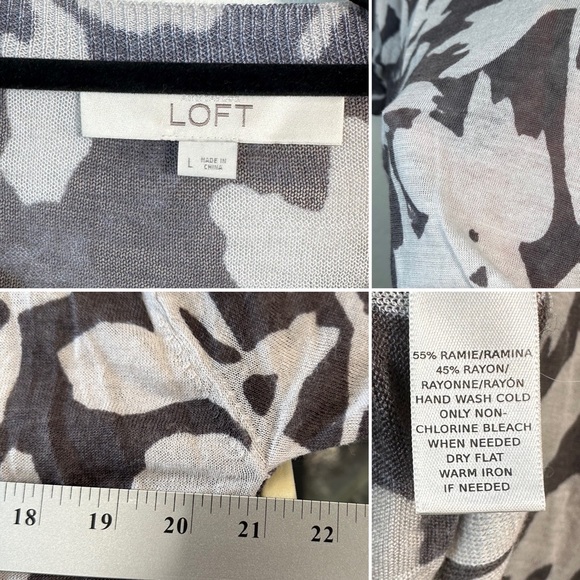 THE LOFT Women's top short sleeve lightweight knit neutrals Ramie size Large - Picture 5 of 5